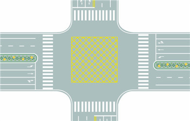 68,图中路口中央黄色路面标记是什么标线?